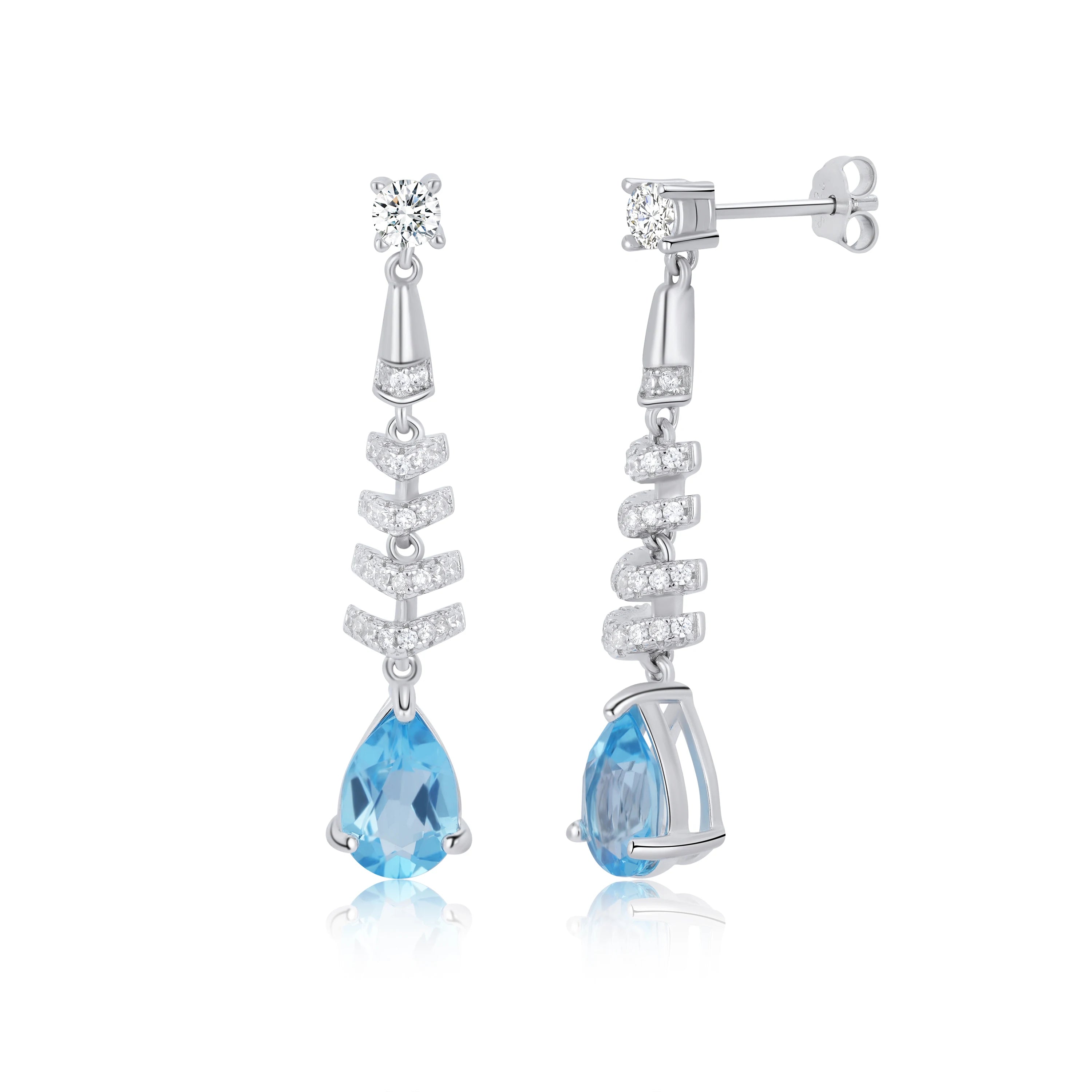 YBO Fashion Designer 925 Sterling Silver Earrings Natural Topaz CZ Water Drop Trendy Geometric Dangling Women's Earrings Parties