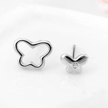 925 Real Sterling Silver Butterfly Asymmetry Stud Earrings Gold Plated Cute Fashion Jewelry for Women and Girls for Parties