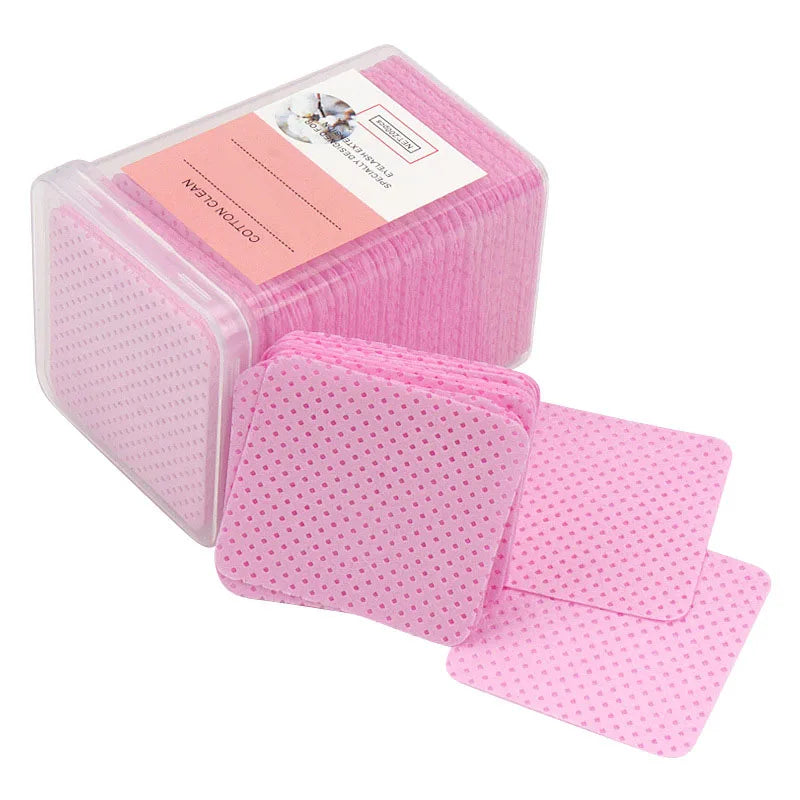 200 Pcs Glue Cleaning Cotton Pads Eyelash Extension Glue Wipes Non-Woven Fabric Glue Nail Polish Remover Wiping Cloth