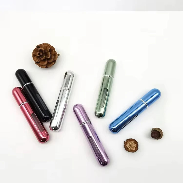 Portable 8ml Custom Aluminum Mini Pocket Travel Size Perfume Atomizer Multicolored Pump Sprayer On-the-Go Metal Bottles Silk
