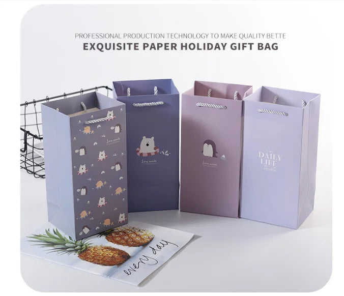 Factory Direct Cartoon Gift Water Cup Bag Strip Shape Paper Bags Spot Gift Paper Bag