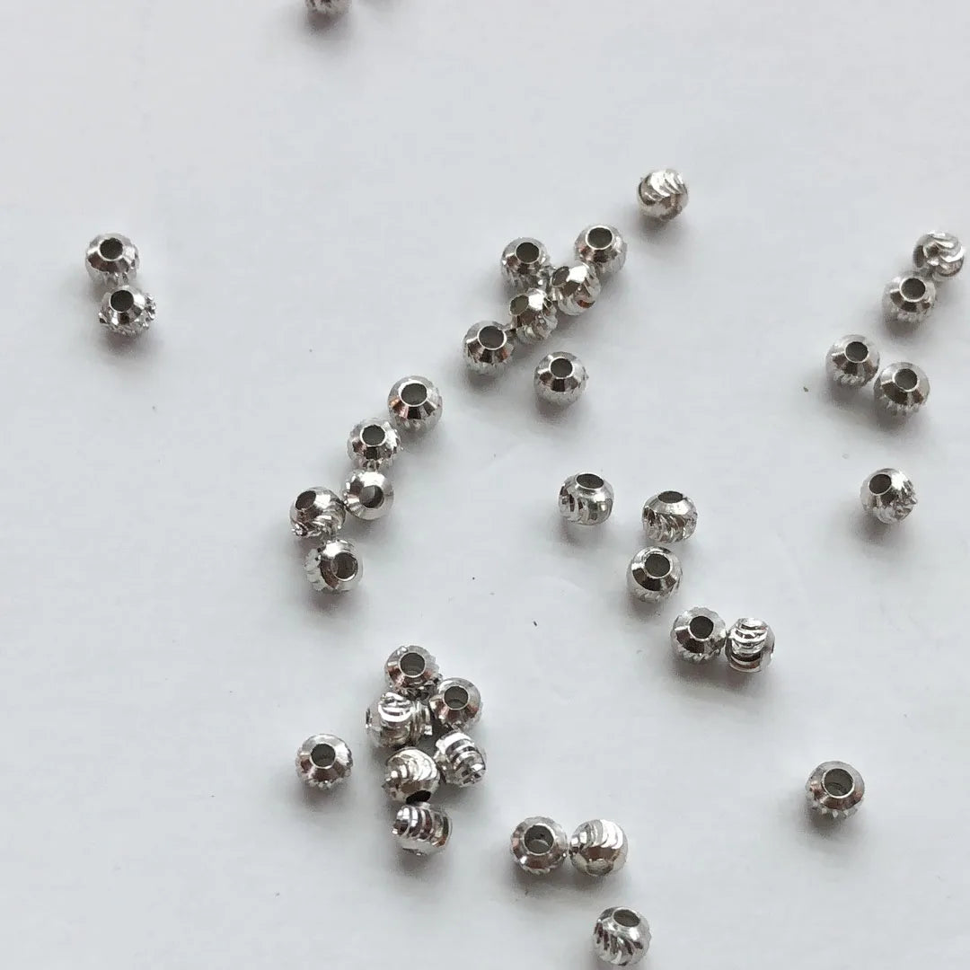 Wholesale S925 Sterling Silver 3 mm Flower Ball Septum Beads Gold Plated Jewellery Making Findings Accessories and Spacers