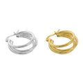 WuQie 2024 Women Gold Plated Three Layers Design Circle Hoop Earrings Fashion Silver Jewelry