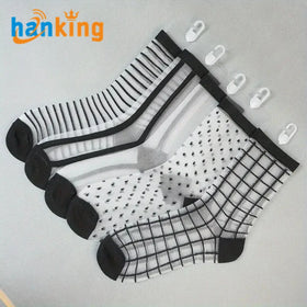 Ehanking Mesh Socks Women's Sheer Ice Silk Socks Ladies Lightweight Breathable Ultrathin Elastic Mid Tube Lace Socks