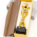 HDW Wholesale K9 Blank Crystal Metal Trophy Award Personalized Custom Business Metal Award Trophies with Black Base