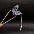 Chinese U-Shape Butterfly Hair Stick Women'S Antique Tassel Hairpin Ancient Girls Hair Bun Forks Chopsticks Vintage Hair Jewelry