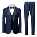 Men Marriage Color Block Collar Suit Jacket Trousers Waistcoat Business Casual Wedding Blazers Coat Vest Pants 3 Pieces Set