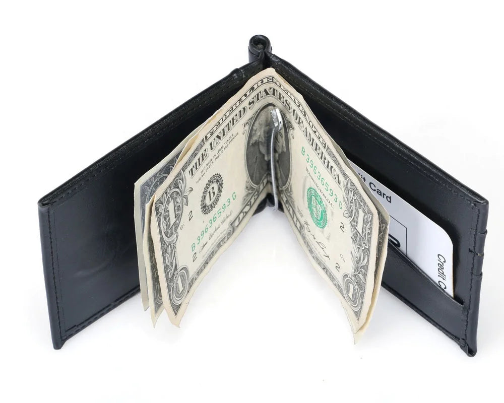 Custom Fashion Design Blocking Carbon Fiber Multi Slim Leather RFID Blocking Bifold Credit Card Holder for Men Money Clip