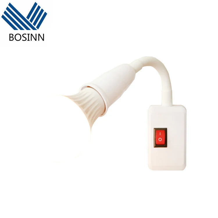 BOSINN LED Bulb with Switch Socket Lamp Holder E27/E26/E39 Universal Plug Elbow Pipe Bedside Night Lights 10-Year Warranty