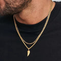 Fashion 20mm Wing Pendant Stainless Steel 18k Gold Layered Figaro Rope Chain Women Men Compass Cross Pendant Necklace Gift