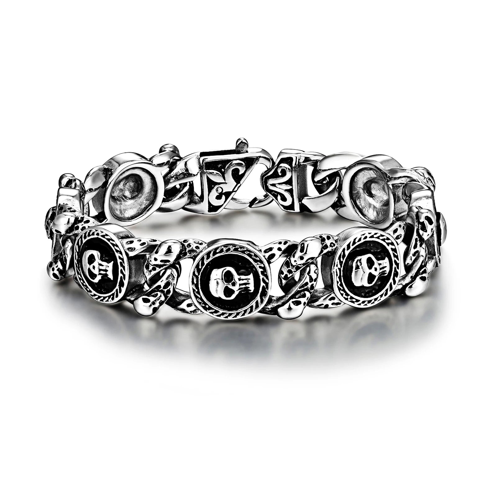 Wholesale Skull Bracelet Men's Jewelry Stainless Steel Chain Link Bracelet for Man