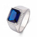 Fashion Glamour Men's Sapphire CZ Ring in Brass Gents Emerald Zircon Open Ring for Mens