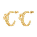 Latest 14K Gold Plated Stainless Steel Jewelry Knot Twisted C-shaped Hoop Earrings Waterproof for Women Gift Earrings E241531