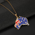Stainless Steel Enamel Australia Map Pendant Necklace with Link Chain 18K Gold Silver Australian National Flag Charm Necklaces