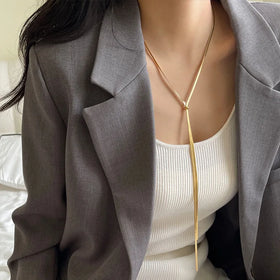 Minimalist Fashion Stainless Steel 18k Gold Plated Long Snake Chain Necklace for Women