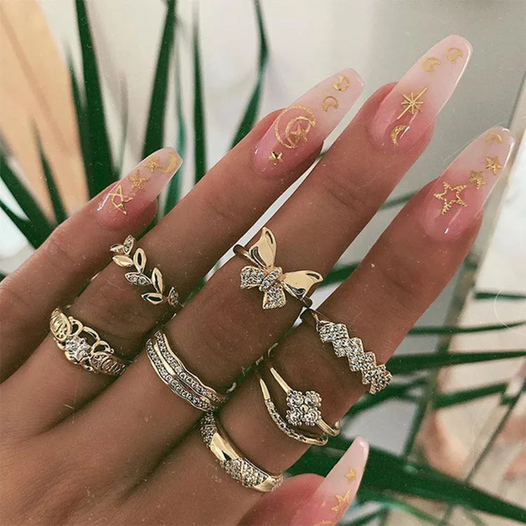 Gold Knuckle Rings Set Butterfly Stacking Ring Vintage BOHO Rings Mixed Style for Women Teen Girls