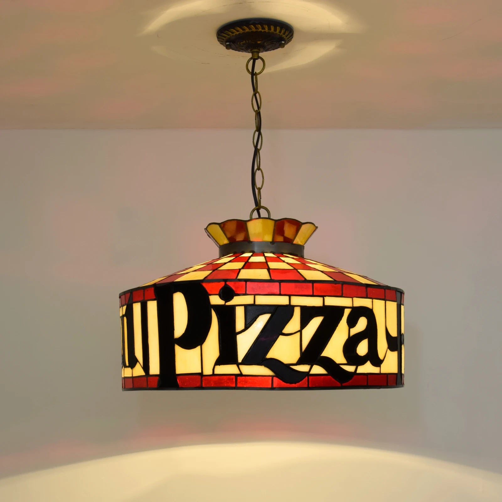 Pizza Lampshade Restaurant Lamp Stained Glass Chandelier Ceiling Luxury Single Hanging Lights tiffany Chandelier Pendant Lig