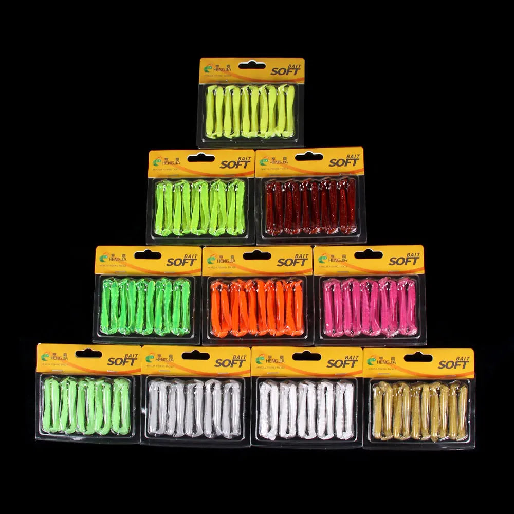 20pcs/box 60mm/70mm T Tail Bass Lure Soft Shad Bait Fishing Lure