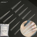 300Pcs Bag Customize Logo Nail Supplies New Design Clear Gel Nail Tips 4XL Half Cover Extremely Shape Stiletto Nail Tips