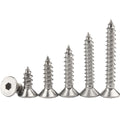 M2 M2.3 M2.6 M3 M4 M5 M6 M8 Stainless Steel 304  Allen Socket Countersunk Self Tapping Screws Hex Flat Head Wood Screws