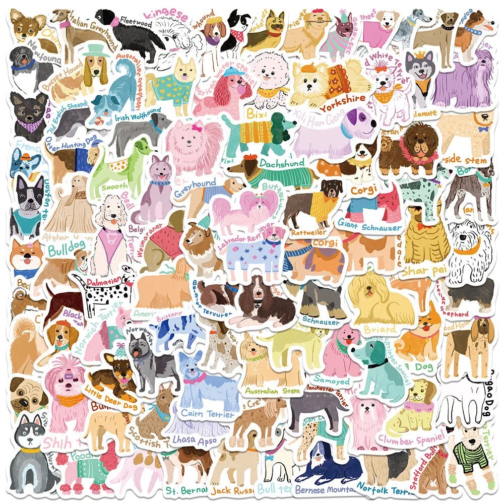 100PCS Cartoon Cute Animal Paper Stickers DIY Luggage Refrigerator Early Education Engliash Stickers Die Cut Sticker