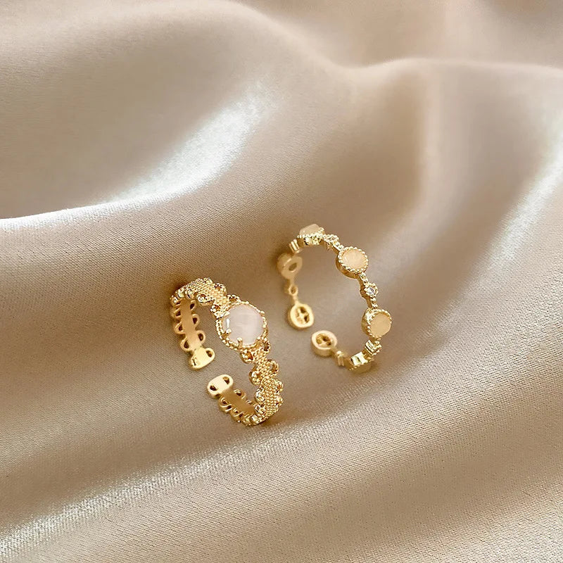 Classic Zircon Twist Chain Rings for Women Adjustable Elegant Couple Finger Ring