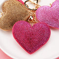 Women Fashionable Diamond Crystal Rhinestone Heart Tassel Keychain Purse Pendant Keyring