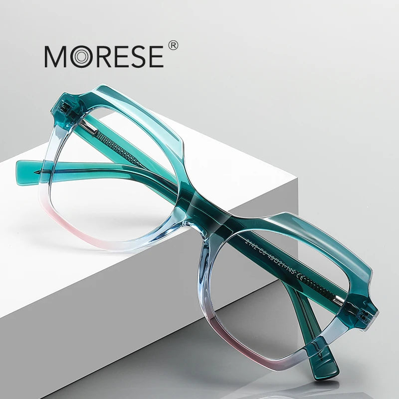MORESE 2142 Kids' Fashionable Tr90 Glasses Frames Geometric Pattern Gradient Color Laser Cutting Reading with Thin Temple Frame