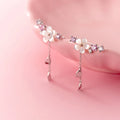 S925 Sterling Silver Fashion Sweet Shell Flower Shiny CZ Drop Earring for Women Wedding Party Birthday Present