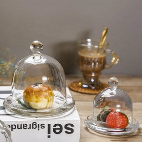 Wholesale Small Reusable Clear Glass Cheese Cake Stand With Dome Cover