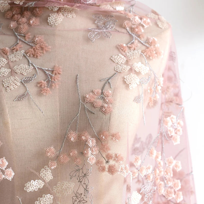 Luxury Swiss Quality Sequins Flowers Embroidery Dress Lace Colorful Lace Bakerlinear Lace Fabric