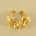 Wholesale Open Finger 316L Stainless Steel Ring 18K Gold Plated Irregular Geometric Pleated Lava Ring Wedding Gift Jewelry Use