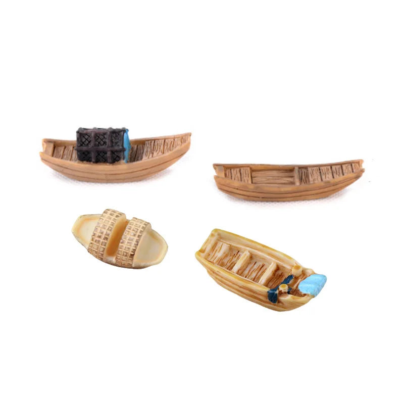 Hot Sale Cute 3d Miniature Resin Boat Ornament Craft Dollhouse Photo Props Home Desk Diy Accessories Decoration