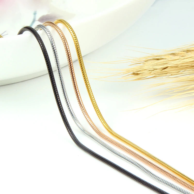 Trendy 1mm 1.2mm 1.5mm 2mm Gold Stainless Steel Jewelry Round Snake Chain Necklace Choker