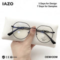 Simple Round Metal Eyeglasses Frame Diamond Face Shape Match Plano Lock Chain Decorative for Myopia