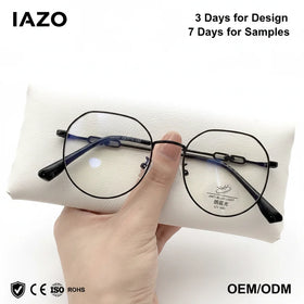 Simple Round Metal Eyeglasses Frame Diamond Face Shape Match Plano Lock Chain Decorative for Myopia