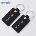 New Black Leather Keychains Laser Silver Colour Rectangle Shape Leather Keychains Blanks