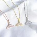 Three Colors 18K Real Gold Plated Shell Fish Tail Shape Pendant Necklace Sweet S925 Sterling Silver Mermaid Tail Necklace