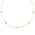 925 Sterling Silver Multi Flower Link Chain Necklace 14K Gold Plated Zirconia Flower Choker Necklace
