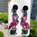 Korean Popular Creative pink Bird Jewelry Accessories Acrylic Printed Pendant Earrings Flamingo Earrings for Women and Girls