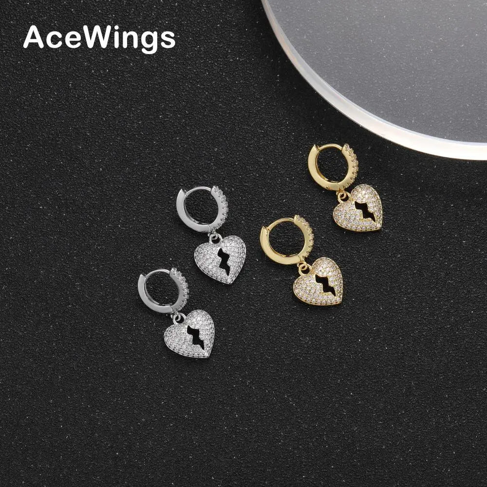 E020  Bling Bling CZ Charm Earrings Brass Setting Zircon Drop Earrings Hip Hop Bling Blilng Iced Out