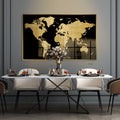 Modern Graffiti Scrooge Pop Art Culture Home Wall Decor UV Printing Abstract Black and Gold World Map Crystal Porcelain Painting