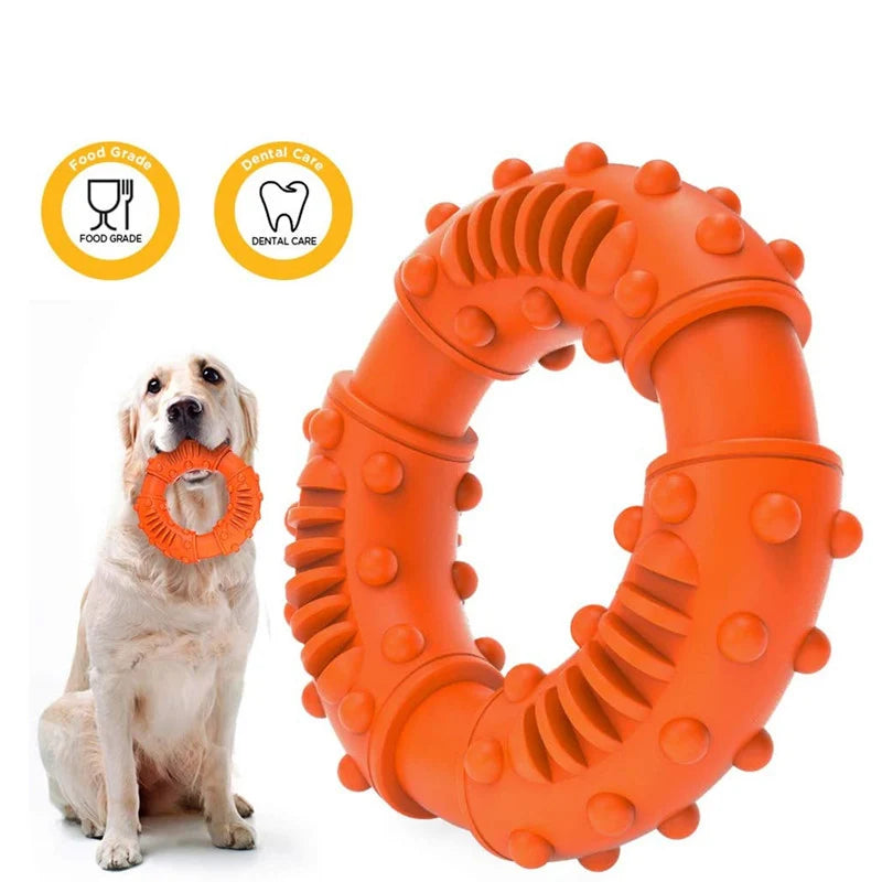 Bite Resistant Ring Natural Rubber Toothbrush Chewing Toys for Dogs