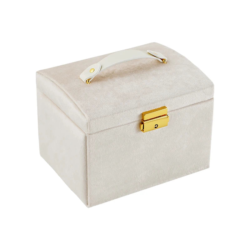 New Wholesale Custom Logo White Plush Suewe Large Jewelry Boxes Drawer Mirror Big Velvet Big Jewellery Ring Necklace Gift Case