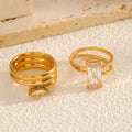 OUJ Fashionable High Quality Women's Stainless Steel Zircon Rose Gold Plated Gemstone Rings
