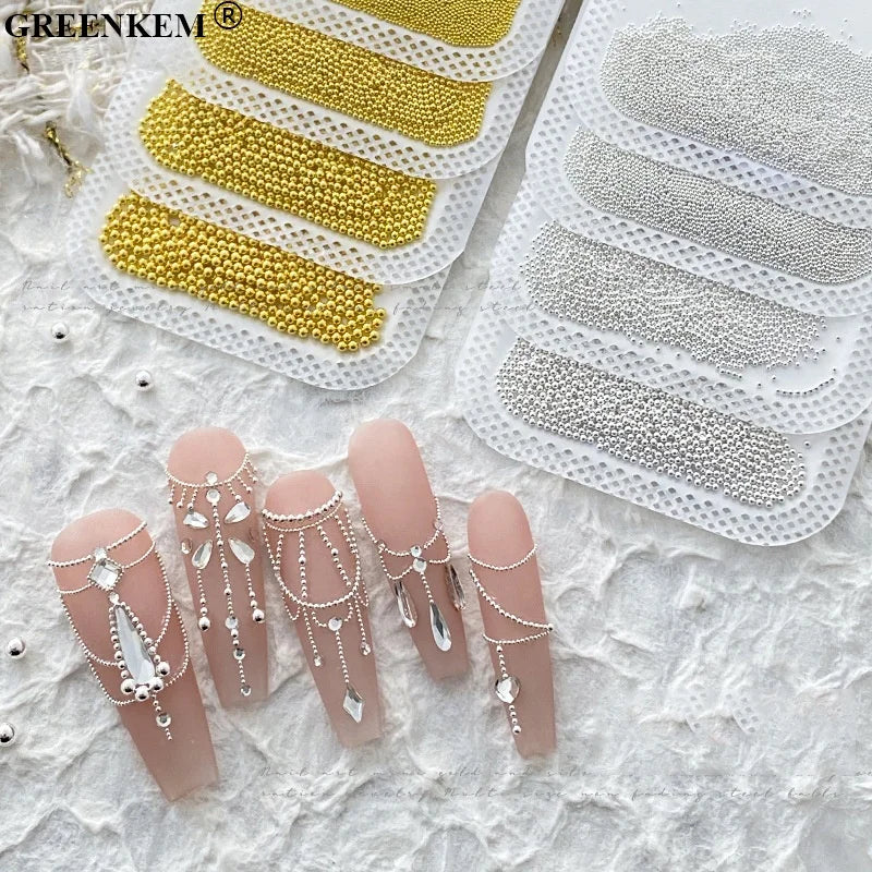 Mini Nail Steel Ball Decoration 0.4mm-3mm Size Set Gold Silver White Round Bead Nail Jewelry Diamond Nail Art Charms