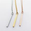 Engravable Necklace Bar Jewellery Manufacturer Custom Design Gold Chain Necklace Men CZ Bar Necklace Joyeria De Oro Laminado