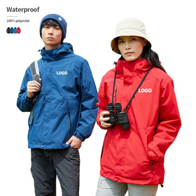 Custom Embroidery logo Windproof and Waterproof Fleece 3 in 1 Detachable Two-piece Winter Men's Jackets Coat