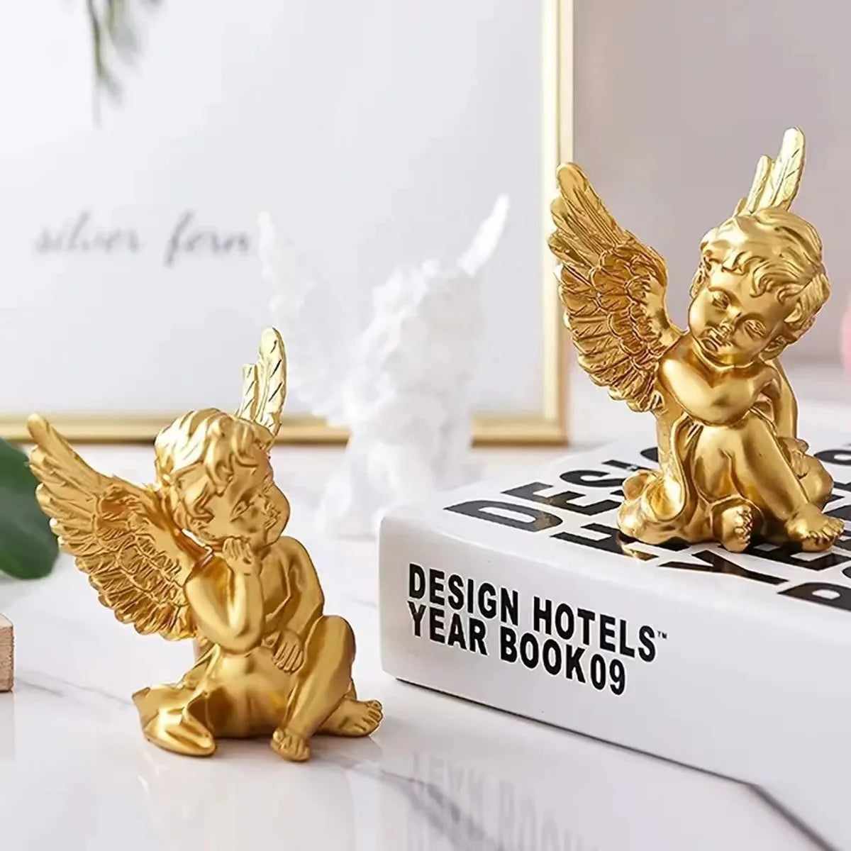 Resin Religious Items Angel Statue Ornament Eco-Friendly Handmade Modern Design RoHS Certified DIY Brooch Bow Picture Frame