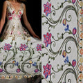 Glamorous Color 3D Flowers Design African Embroidery Fabric Polyester Nylon Tulle Lace Fabric for Women